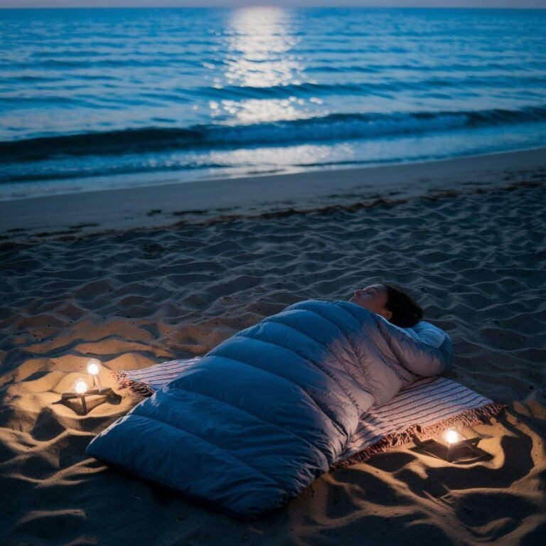 Person sleeping on beach under moonlight – Trusted Supplement Brand for deep sleep
