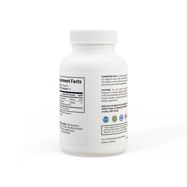 Complete back view of Zestifica 5-HTP Supplement (60 Capsules) bottle