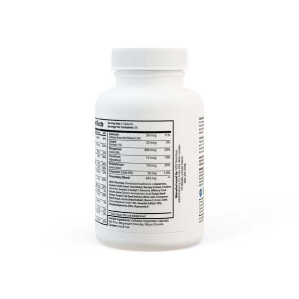 Complete back view of Zestifica Brain Support Complex Supplement (60 Capsules) bottle