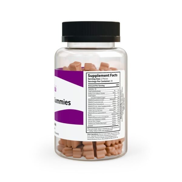 Side view of Zestifica Zestifica Hair Vitamin Gummies (60 Gummies) packaging and product highlights