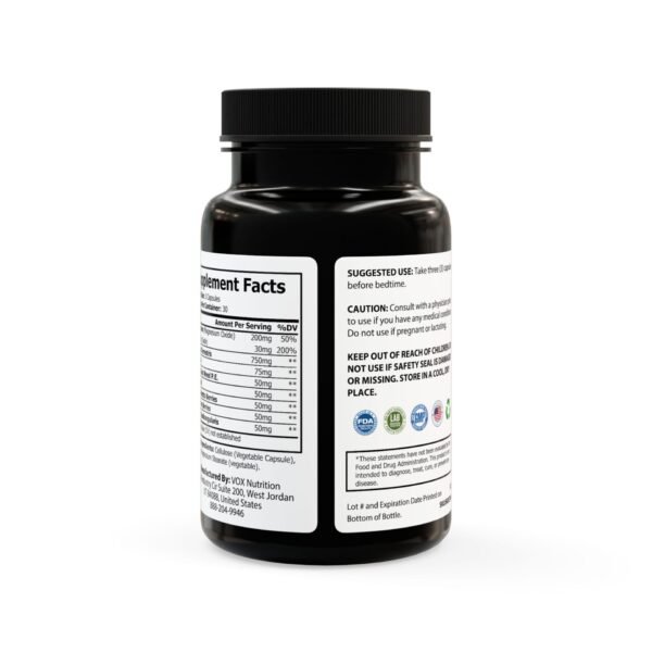 Complete back view of Zestifica Magnesium Zinc Supplement (90 Capsules) bottle