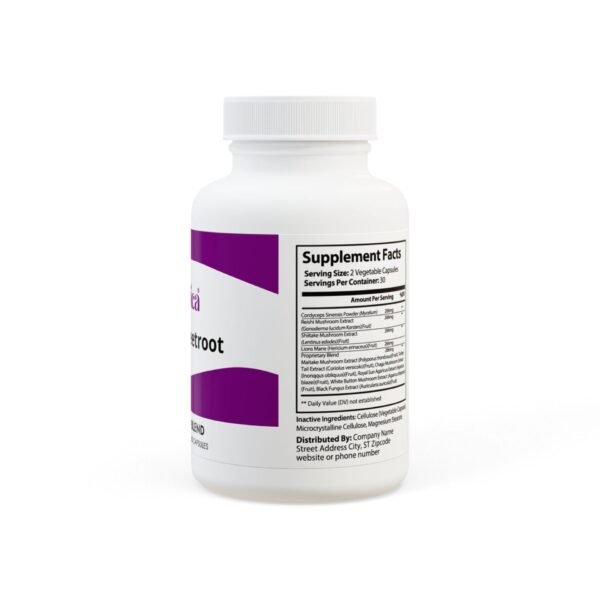 Side view of Zestifica Zestifica Organic Beetroot (60 Capsules) packaging and product highlights
