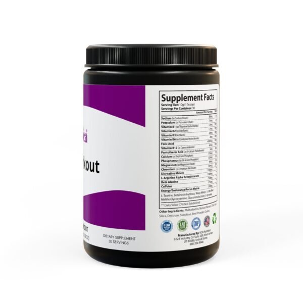 Side view of Zestifica Zestifica Pre-Workout Supplement, Watermelon (300g, 10.58oz) packaging and product highlights
