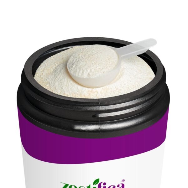 Open jar view showing Zestifica Pre-Workout Watermelon supplement powder with scoop (300g, 10.58oz)