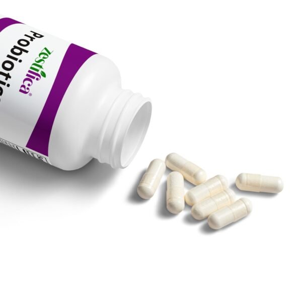 Capsules spilled out of Zestifica Probiotics Supplement (60 Capsules) supplement