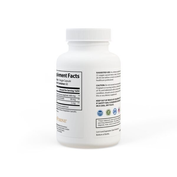 Complete back view of Zestifica Turmeric with BioPerine® Supplement (60 Capsules) bottle