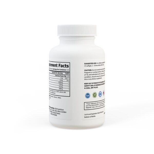 Complete back view of Zestifica Zestifica Omega 3 Fish Oil Supplement (60 Softgels) bottle