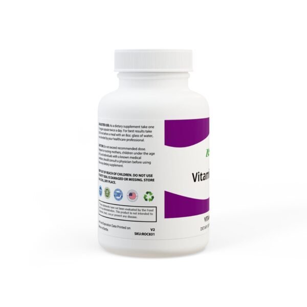 Left side label showing ingredients of Zestifica Zestifica Vitamin K2 + D3 Supplement (60 Capsules)